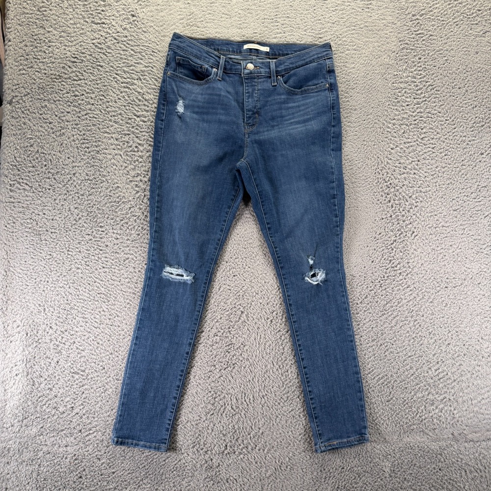 Levi's 311 Jeans Women's 31x29 Blue Cotton Denim Skinny Shaping Faded Distressed - Picture 1 of 11
